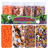 Halloween Sprinkles - Sprinkles for Cake Decorating, Candy Eyeballs, 4 Pack Edible Sprinkle Mix, Perfect for Baking, Cookies, Cupcake Topper, Ghost and Pumpkin Sprinkles 320g/11.3oz