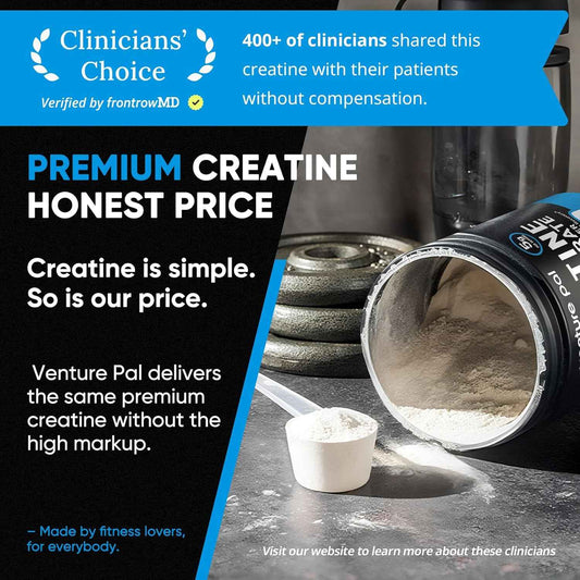 Venture Pal 100% Pure Micronized Creatine Monohydrate Powder, Unflavored Creatine for Women & Men, Vegan, Keto, Gluten Free, 5 g (5000mg) per Serving, Creatina Monohidratada en Polvo