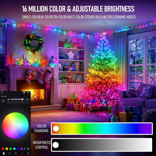 TW_SHINE_Smart_Christmas_Lights,_100_LED_33FT_Color_Changing_Halloween_String_Lights_Clear_Wire_with_Remote_&_APP,_Waterproof_RGB_Christmas_Tree_Light_for_Outdoor_Indoor_Decorations