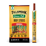 Tillamook Country Smoker 100% Grass Fed Beef Sticks, Zero Sugar, Original/Jalapeno, 1.15 Ounce (Pack of 8) Whole 30 Approved, Non GMO Clean Meat Snacks, High Protein, Gluten Free, Individually Wrapped