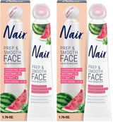 NAIR Prep & Smooth Face Exfoliating Depilatory Cream for Women - Effective Hair Removal for Smooth Skin with Hyaluronic Acid, 1.76 oz