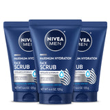 NIVEA MEN Maximum Hydration Face Scrub with Provitamin B5 and Aloe Vera, Exfoliating Face Wash Deeply Cleanses to Unclog Pores, 4.4 Oz Tube, Pack of 3