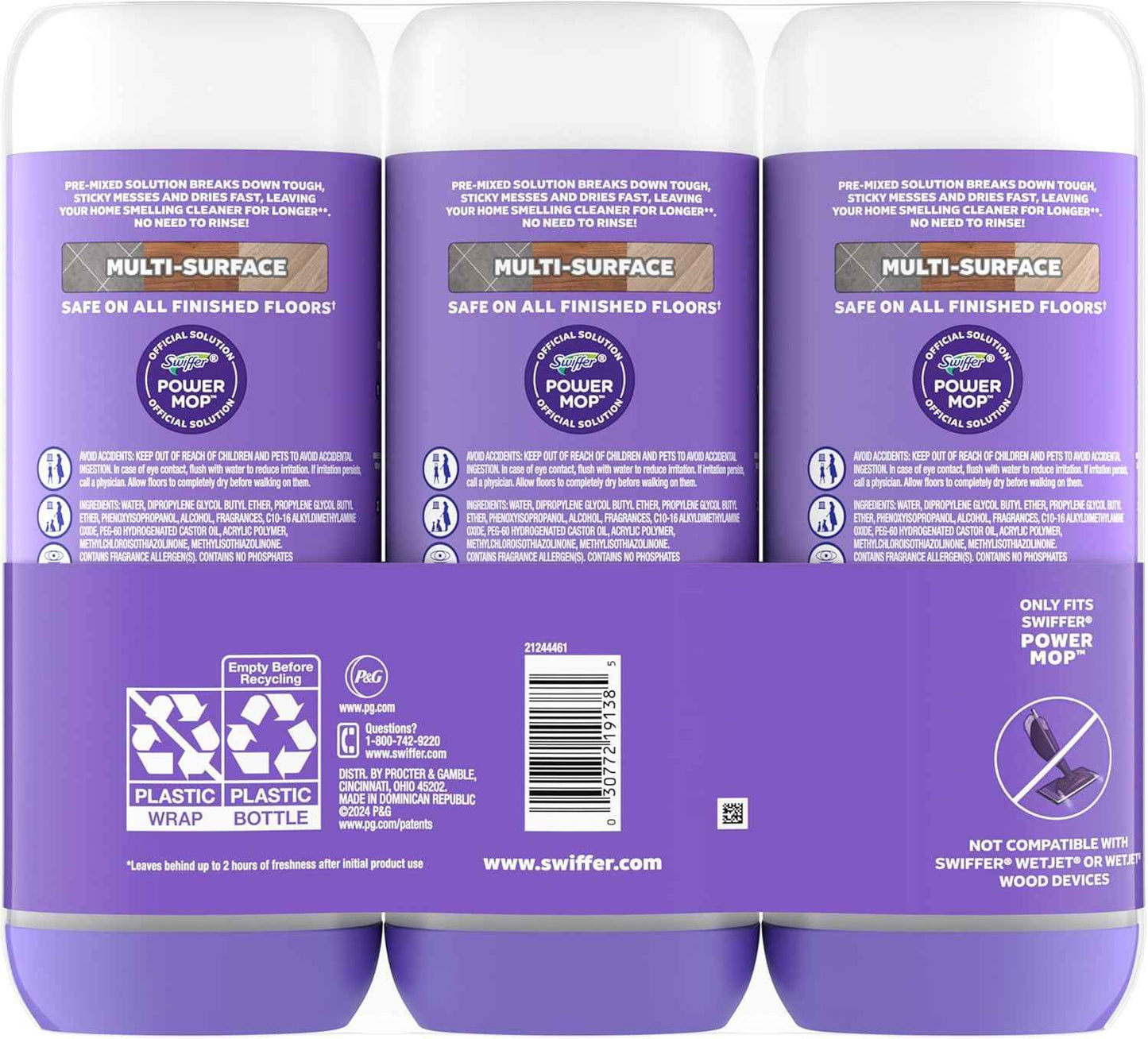 Swiffer PowerMop Floor Cleaning Solution with Lavender Scent, Triple Pack