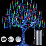 Meteor Shower Rain Lights with 16 Tubes 384 LEDs Waterproof Icicle Snow Fall String Lights for Party Tree Home Patio Outdoor Decoration (16 Tubes, White)