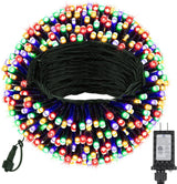 Christmas Lights Outdoor 100LED 33FT, Green Wire Connectable Christmas String Lights | 8 Modes Twinkle Fairy Lights Plug in with Timer, for Indoor Outside Xmas Trees Garden Party, Warm White