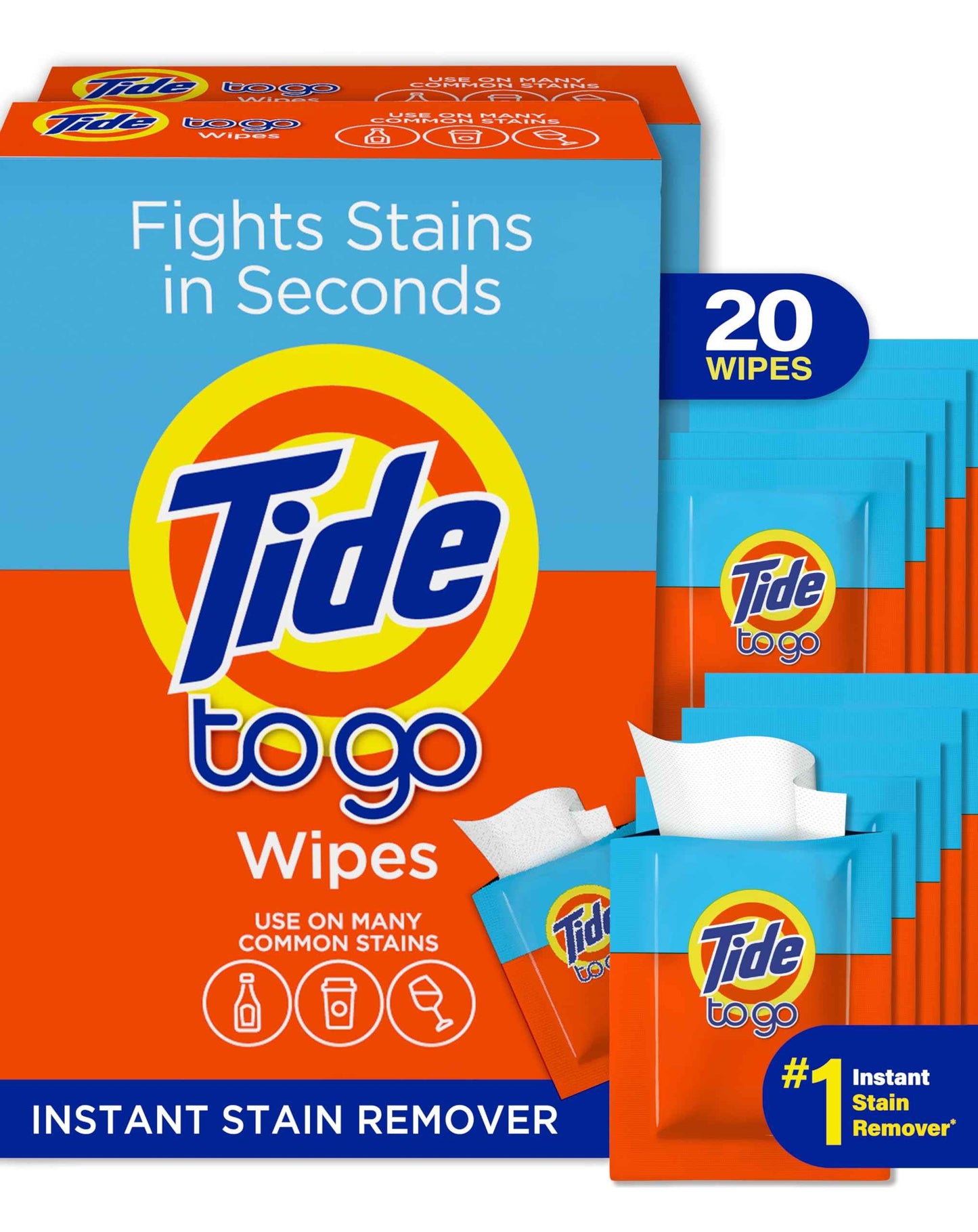 Tide To Go Stain Remover Wipes for Clothes, Instant Laundry Travel Stain & Spot Remover