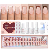 Beetles Gel Nail Glue and No Wipe Top Coat Kit, UV Nail Glue for Acrylic Nail Tips Clear Press On Nails, Easy Nail Extension Gel, Soak Off LED Shine Finish DIY Home Manicure