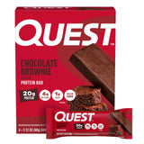 Quest Nutrition Chocolate Brownie Protein Bars, 20g Protein, 4g Net Carbs, 1g Sugar, High Fiber, Gluten Free, Keto Friendly, 4 Count