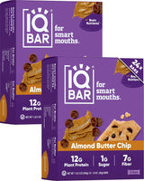 IQBAR Clean Plant Protein Bars - Keto, Vegan, High Fiber, Gluten and Dairy Free, Low Sugar Snack - Brain and Body Nutrients for Focus, Energy, Meal Replacement