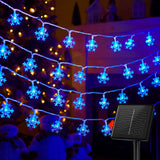 Brightown Solar Christmas Snowflake String Lights 100 LED 39 FT Outdoor Waterproof Fairy Lights with 8 Lighting Modes for Wedding, Party, Tree, Room, Garden, Patio, Yard, Home, Warm White