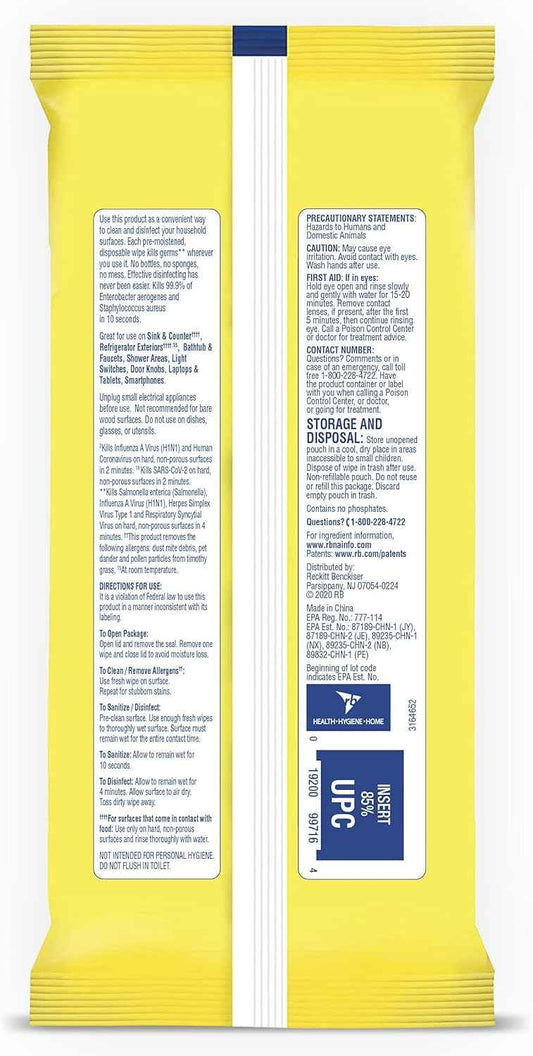 Lysol Disinfectant Handi-Pack Wipes, Multi-Surface Antibacterial Cleaning Wipes, for Disinfecting and Cleaning, Lemon and Lime Blossom, 480 Count (Pack of 6)