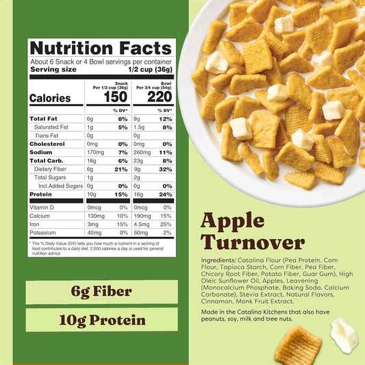 Catalina Crunch Protein Cereal - Breakfast Cereal with 10g of Protein, No Added Sugar - Gluten Free - Apple Turnover - 8 oz Bag
