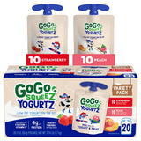 GoGo squeeZ yogurtZ Variety Pack, 3 oz (Pack of 20), Kids Snacks Made from Real Yogurt and Fruit, No Fridge Needed, Gluten Free, Nut Free, Recloseable Cap, BPA Free Pouches