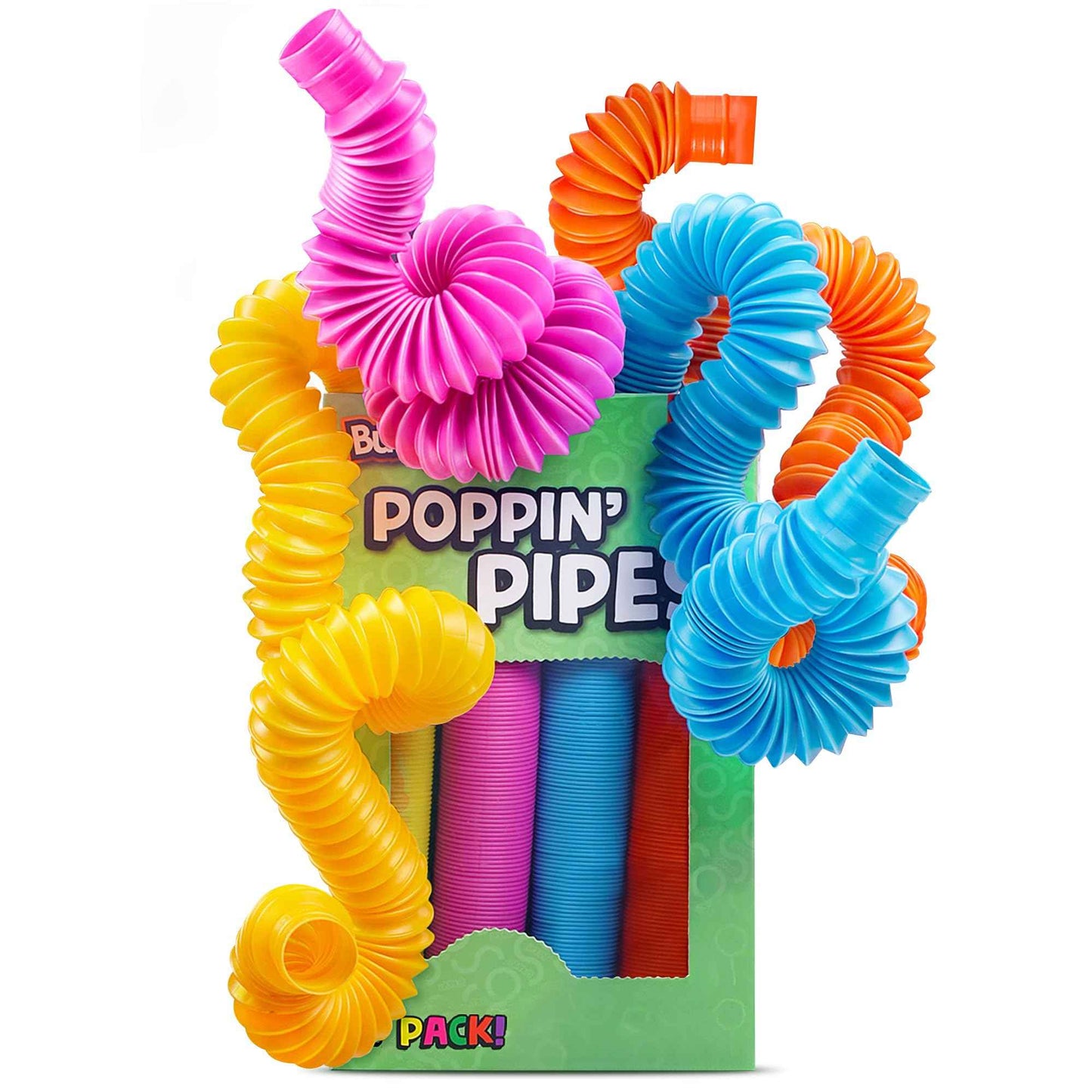 BUNMO Easter Basket Stuffers - Pop Tubes - Fidget Sensory Toys - Creative Learning - Hours of Fun for Kids - Easter Basket Stuffers for Toddler- Tons of Ways to Play - Non-Mouthable 3+