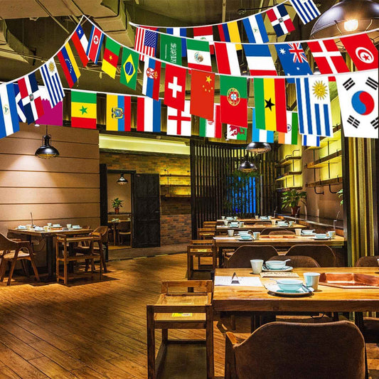 100 Countries String Flag Banner Set- 82Ft International World Flags Bunting Durable Mini Polyester Flags for Party Decorations, Classroom, Sports Events, Olympics, World Cup & Cultural Festival Decor