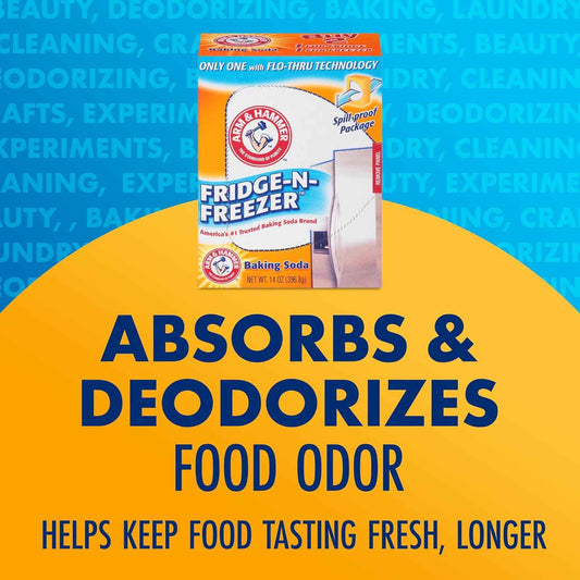 Arm & Hammer Baking Soda Fridge-n-Freezer Odor Absorber, Orange 14 oz
