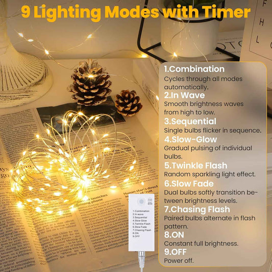 Mlambert LED Fairy Lights Battery Operated – Flameless String Lights Safe for Kids Bedroom and Nursery, Cool-Touch Rechargeable Nightlight