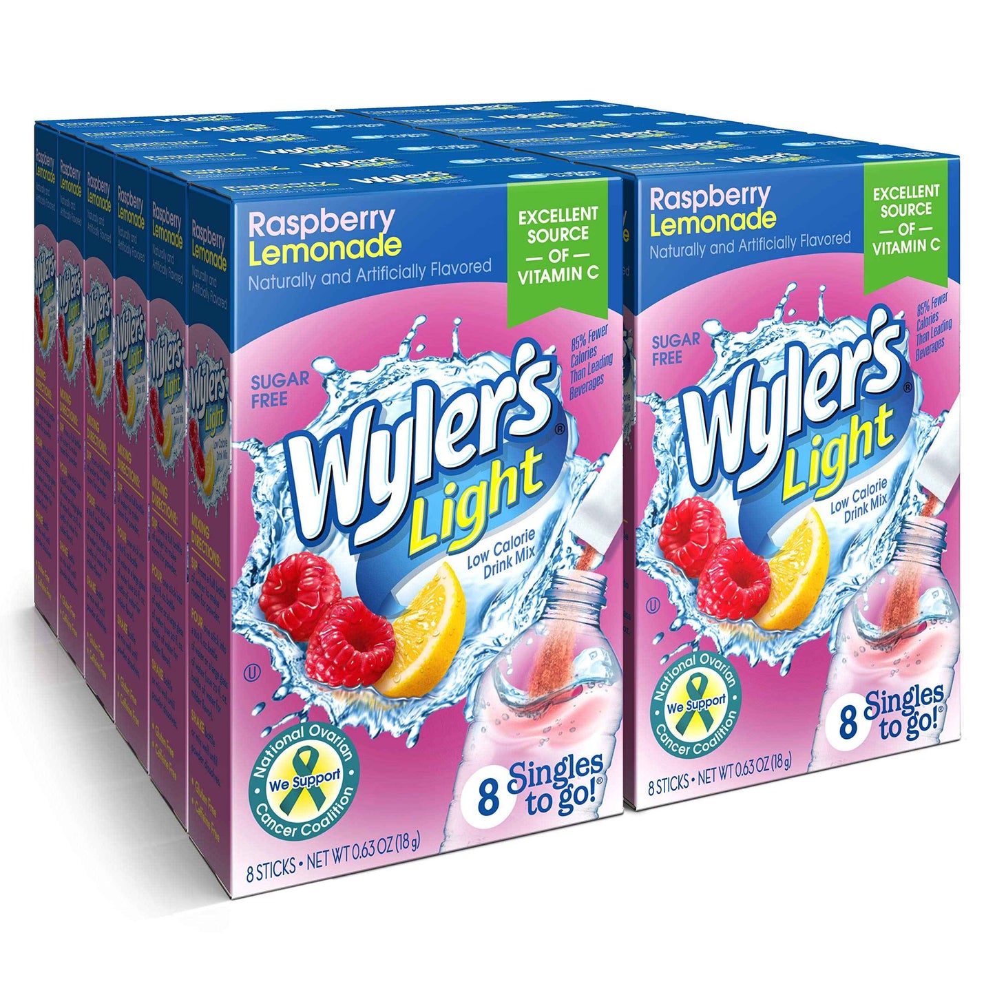 Wyler's Light Singles To Go Powder Packets, Water Drink Mix, 12 Boxes, 8 Servings per Box, 96 Total Servings
