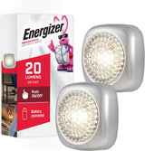 Energizer LED Tap Light, Battery Operated Stick-On Lights, Silver, Wireless Portable, Ideal for Under Cabinet Lighting and Closets – 37107 (2 Pack)