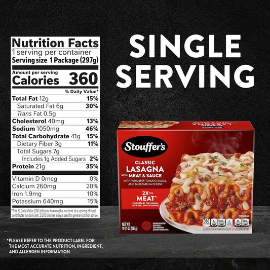 Stouffer's Classic Lasagna With Meat And Sauce, Single Serve Frozen Meal