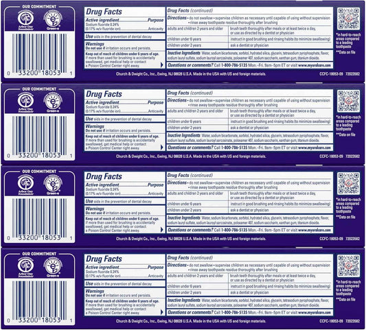 ARM & Hammer Complete Care Toothpaste, Teeth Whitening Toothpaste with Baking Soda, Fluoride, Whole Mouth Protection, Fresh Mint Flavor, 6.0 oz (Pack of 4)