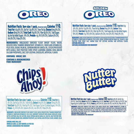 OREO Original, OREO Golden, CHIPS AHOY! & Nutter Butter Cookie Snacks Variety Pack, 56 Snack Packs (2 Cookies Per Pack)