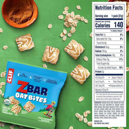 Zbar Oat Bites - Baked Oat Energy Granola Bites - USDA Organic Snacks for Kids - 14g Whole Grains (6 Snack Packs)