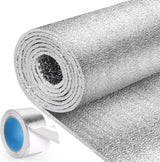 Window Insulation for Winter, Reflective Insulation Roll 48 in X 10 Feet, Double-Sided Aluminum Foam Core Radiant Barrier Kit with Tape for RV Windows Garage Door