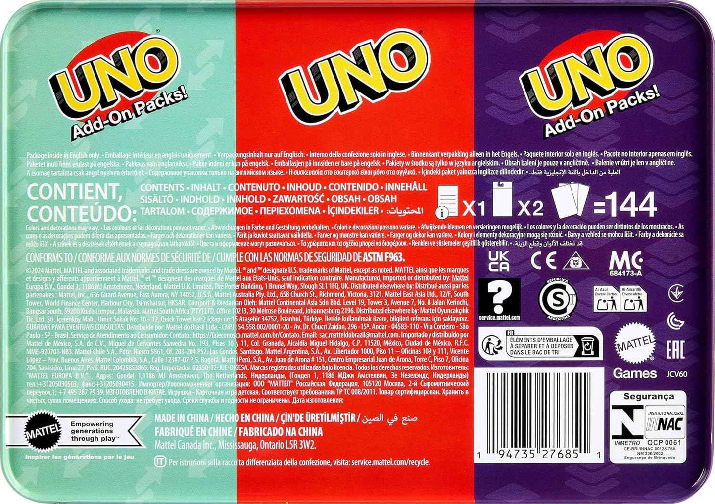 Mattel Games UNO Card Game with 2 Add On Packs & Collectible Tin for Kids, Adults & Family Game Night. 2 to 10 Players (Amazon Exclusive)
