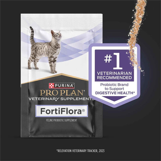 Pro Plan Veterinary Supplements FortiFlora Powder for Cats – Vet-Formulated Safe Daily Probiotic for Kittens and Adult Cats with Sensitive Stomachs