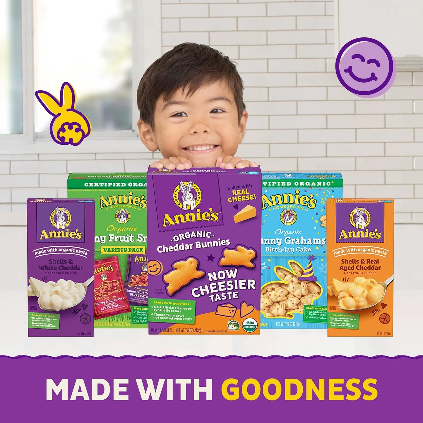 Annie's Organic Cheddar Cheesy Smiles – Fun Smile-Shaped Snack for After School and Playdates, 4 oz
