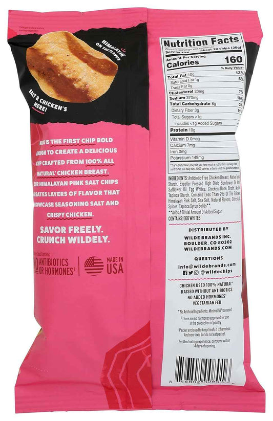 WILDE BRANDS Himalayan Pink Salt Chicken Chips – Grain-Free Mindful Snacking for Health-Conscious Home Pantries, 2.25 oz
