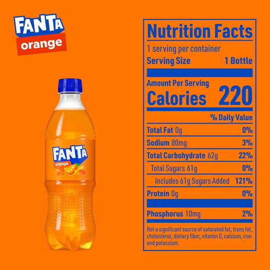 Fanta Orange Soda – Kids' Lunchbox Drink, 6 Pack of 16.9 fl oz Bottles for School and Home