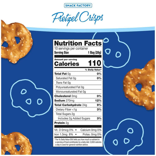 Snack Factory Pretzel Crisps – Office Desk Drawer Snack Bags, 1-oz Portion-Controlled Packs