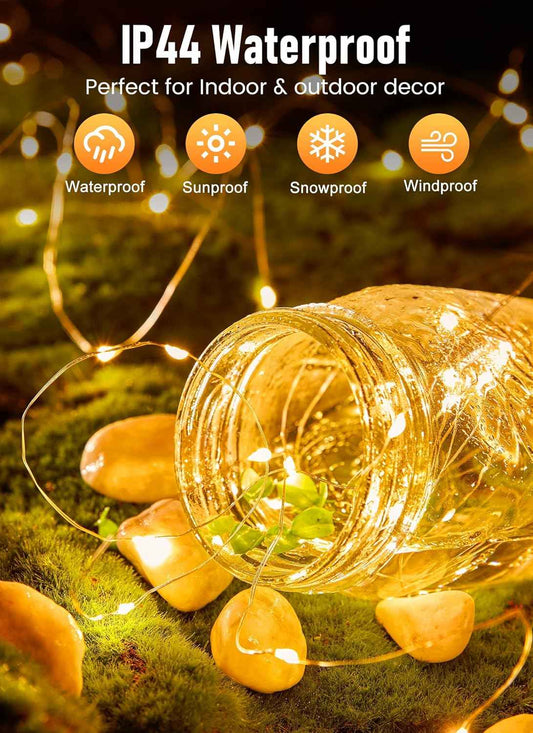 Minetom Cool-Touch Fairy Lights – Safe Nursery & Toddler Bedroom Lighting, 33ft Battery Operated String for Playroom Canopy