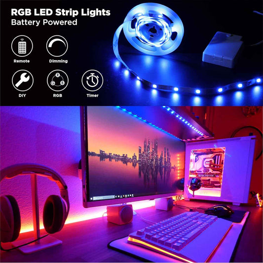GlowGlide RGB Strip Lights – Child Friendly Ambient Lighting for Playroom and Bedroom with Timer and Remote