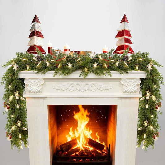HolyNook Studio 6 FT Christmas Garland – Aesthetic Fireplace and Staircase Decoration with Warm Twinkle Lights