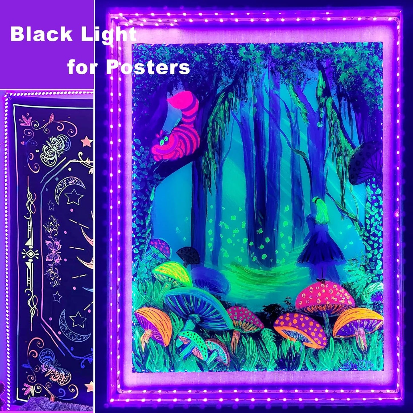Blacklight Strip Lights for Living Room Decor, 120 LED Bead USB Powered UV Bar for Ambient Purple Glow