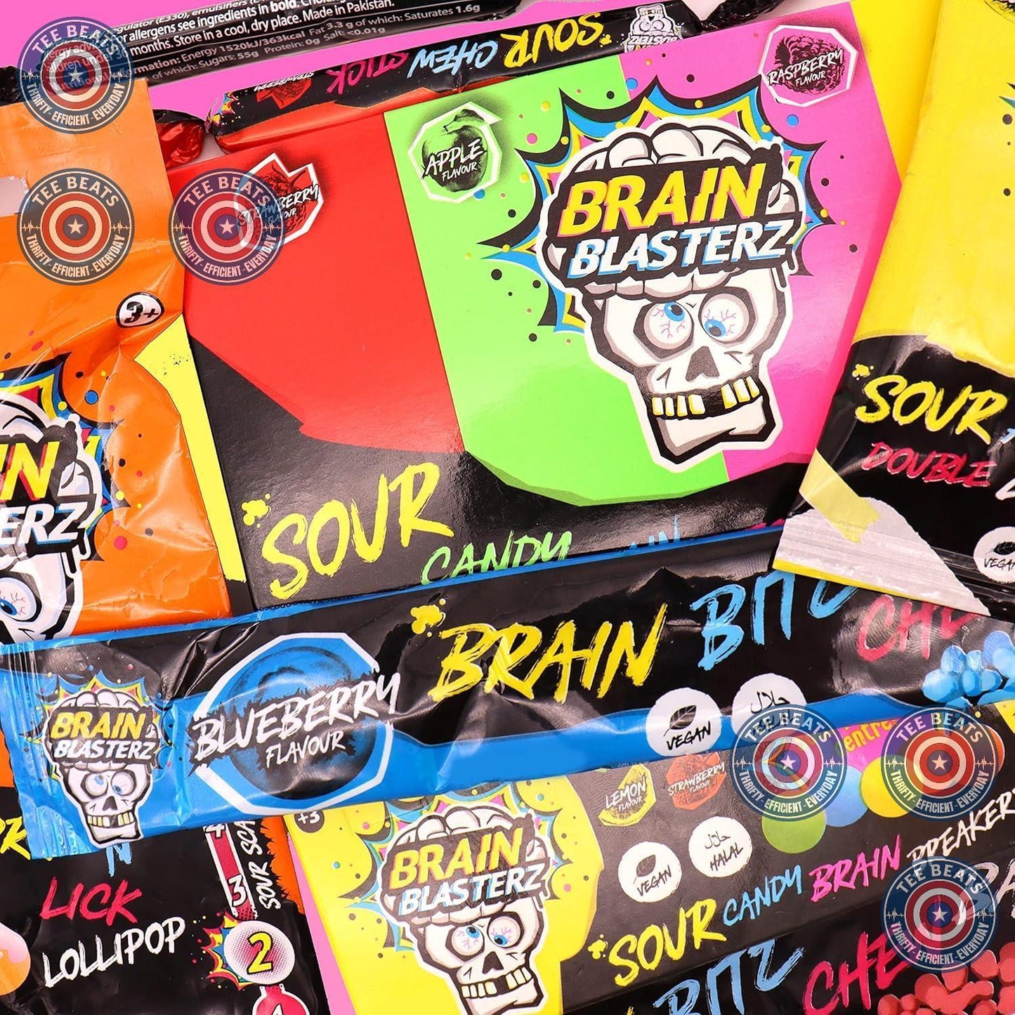 Brain Blasterz TREAT Sour Candy Variety Pack – Birthday Goody Bag Filler Vegan & Halal Candy Assortment