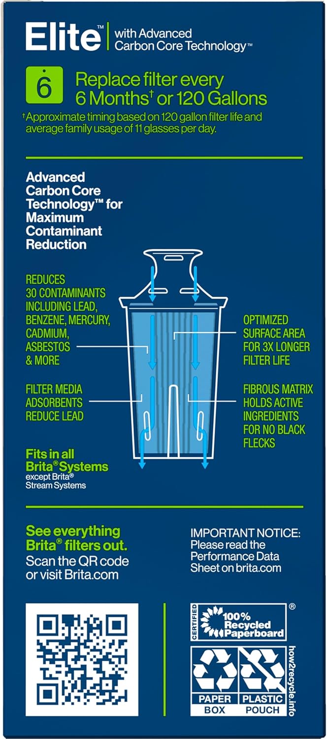 Brita Elite Water Filter – Mindful Drinking Companion for Home Office Water Station, NSF Certified Lead Removal