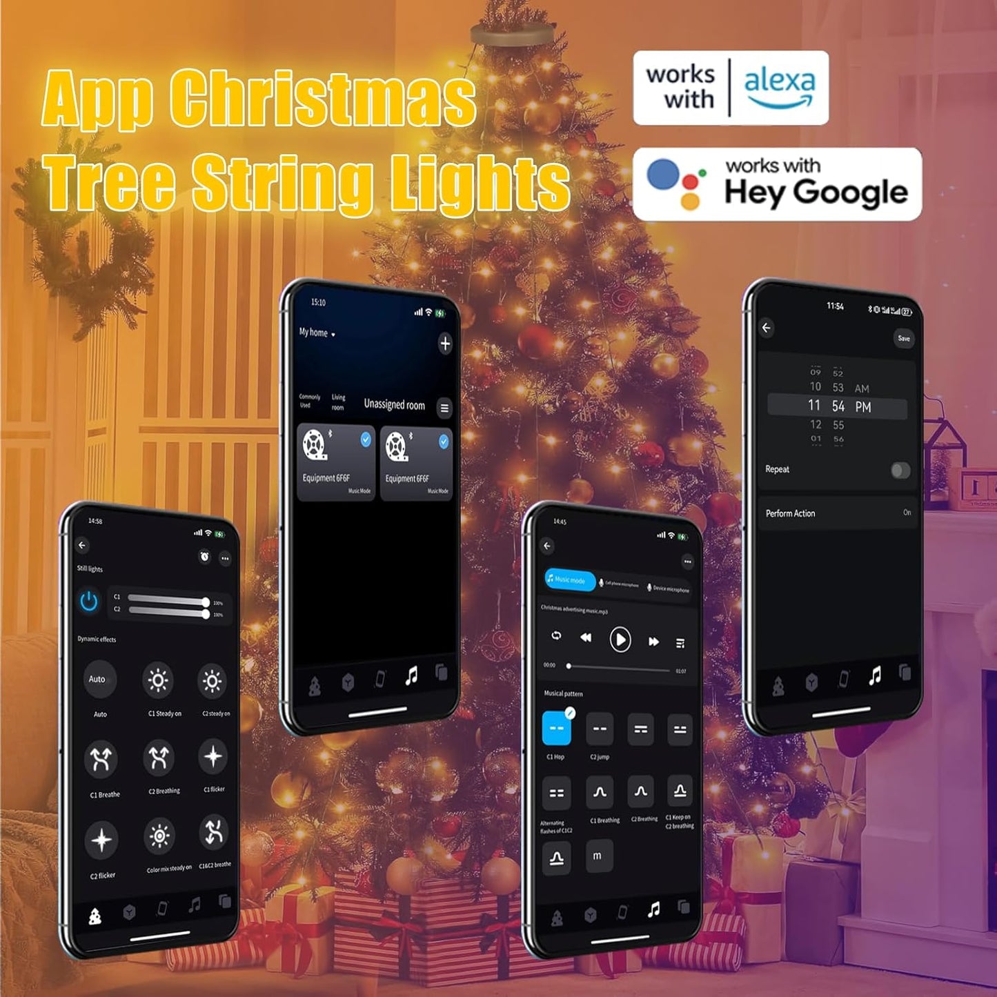BrizLabs Waterproof Halo Christmas Lights – Patio and Garden Holiday Lighting with APP Control