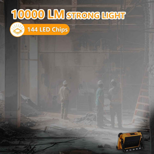 LUMENHUB Portable LED Work Light – Backyard & Campsite Floodlight, 144 LED Solar Powered
