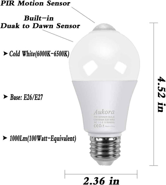 Aukora Motion Activated E26 Bulbs – Auto Shutoff Nightlight Replacement for Elderly Fall Prevention at Home