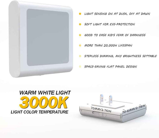 MAZ-TEK Minimalist Plug-In LED Night Light – Stepless Dimming and Auto Sensor for Clean Modern Interiors