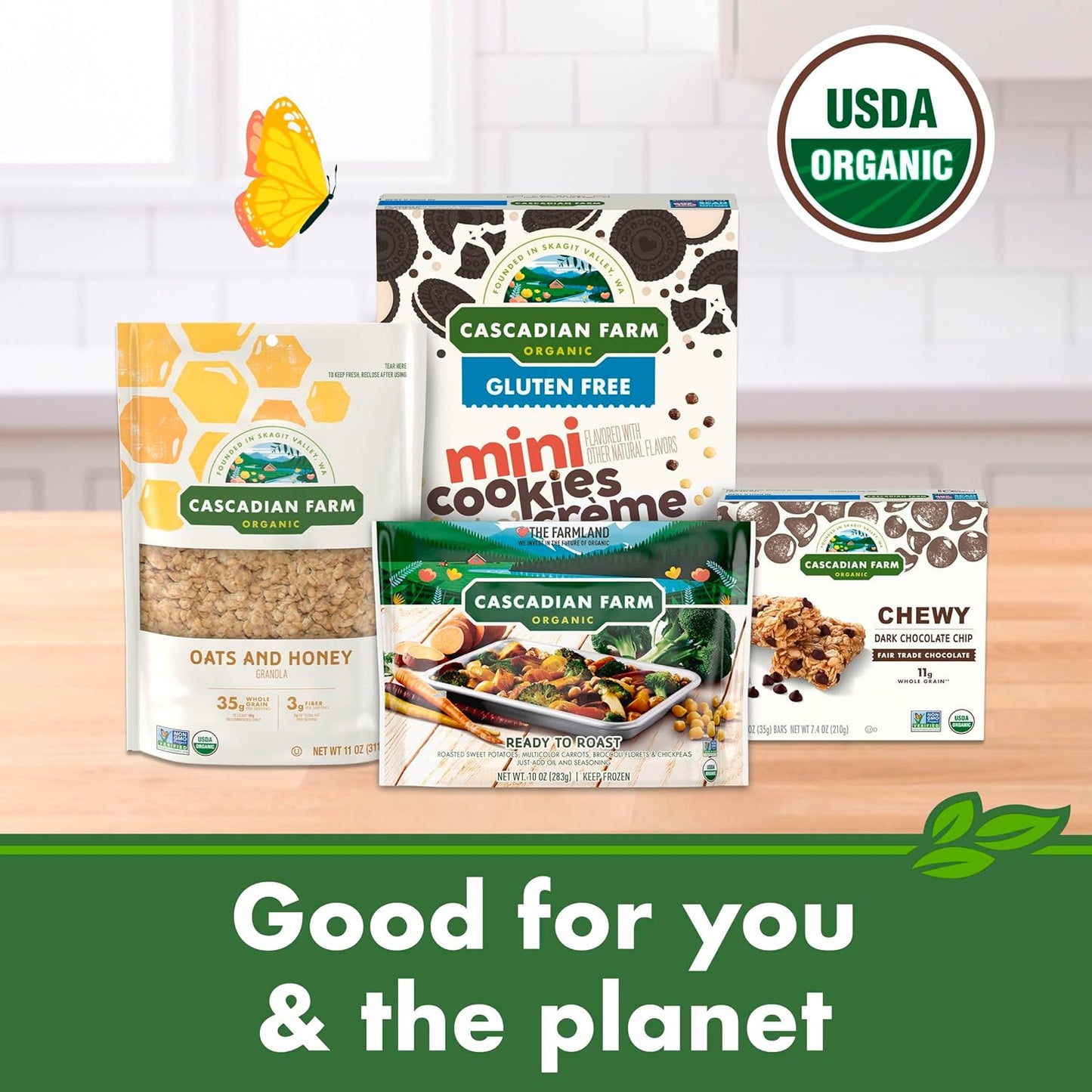 Cascadian Farm Organic Mini Cookies 'n' Crème Cereal – After-School Snack for Hungry Kids in the Kitchen