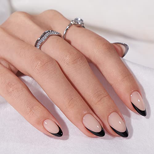 BTArtbox_French_Tip_Press_On_Nails_Almond_-_Press_on_Nails_Short,_Glue_On_Nails_for_Women_Gift,_Supremely_Fit_&_Natural_Reusable_Stick_On_Nails_in_16_Sizes_-_30_Fake_Nails_Kit_Gel_Nail_Art_Nail_Care_Nail_Polish_Polish_Color_Manicure_Cutics