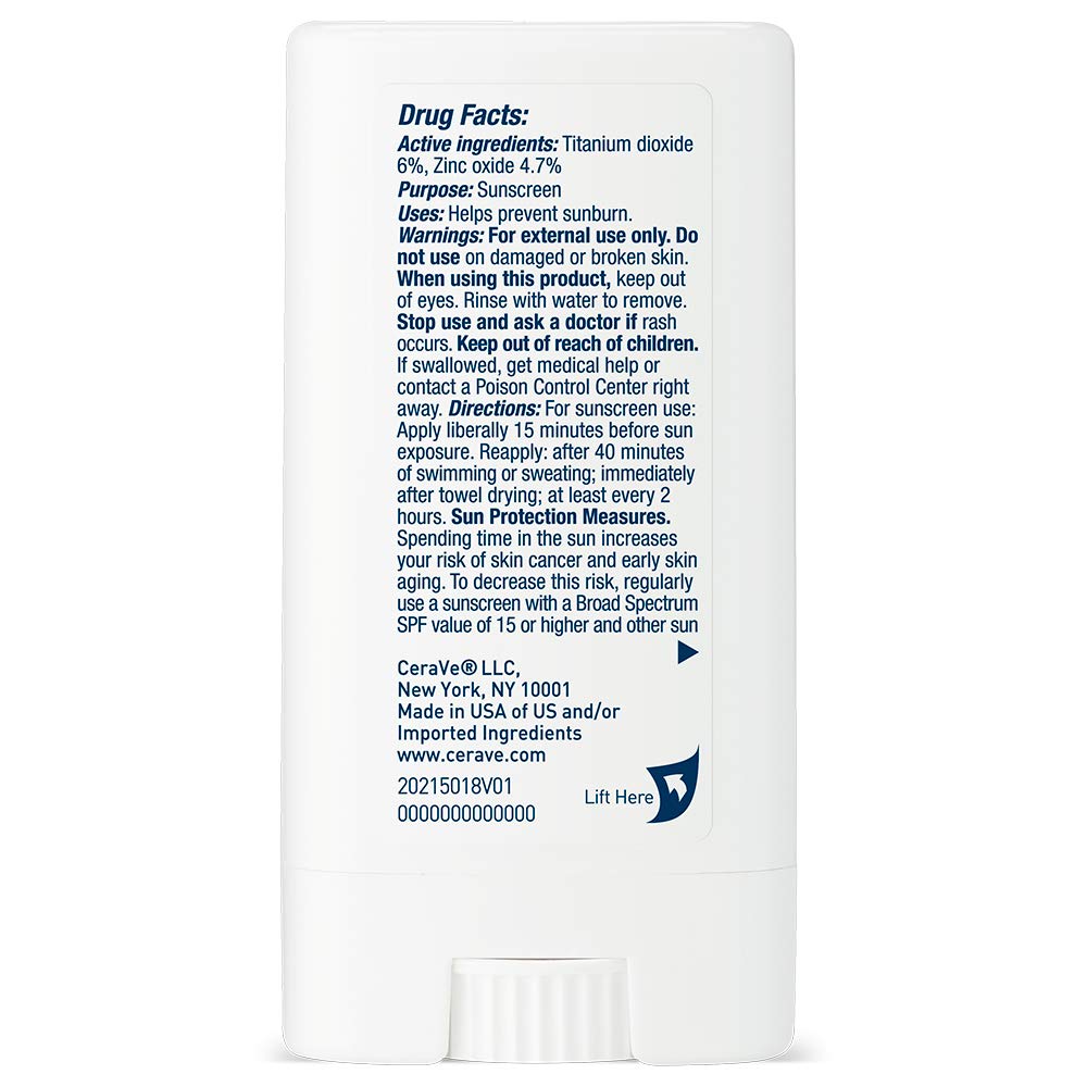 CeraVe Mineral Sunscreen Stick SPF 50 – Portable Sun Protection for Beach Days, Camping Trips & Hiking