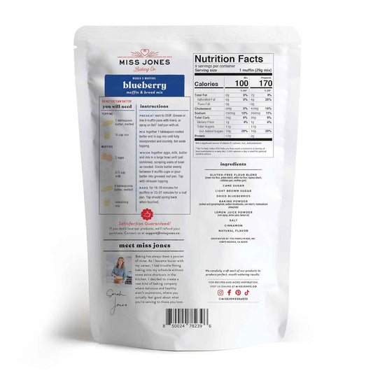 Miss Jones Baking Gluten-Free Blueberry Muffin Mix - Certified Gluten-Free for Celiac and Gluten-Sensitive Households