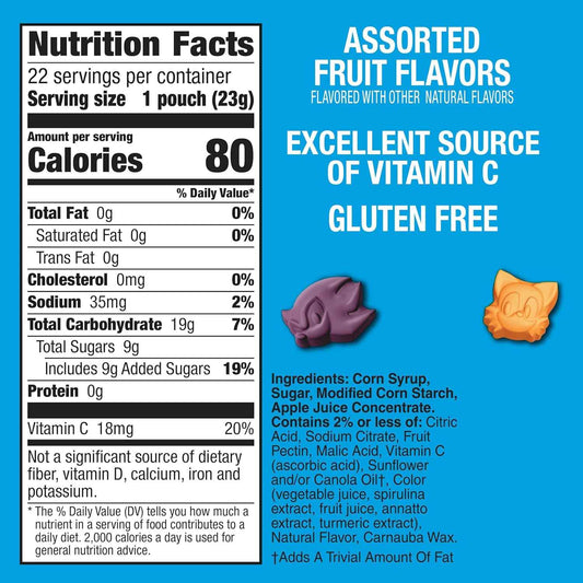 Sonic The Hedgehog Fruit Flavored Snacks – Vitamin C Rich Kids Snack Pouches for Balanced Lunchbox Routines, 22 Ct