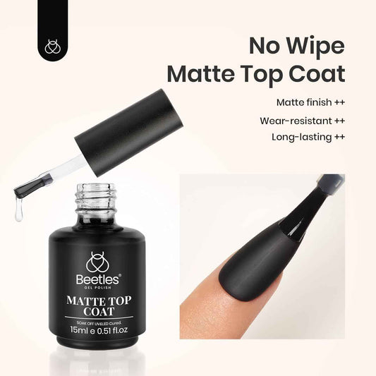 Beetles Matte Gel Top Coat – Low-Odor Wellness Manicure Staple, Calm Long-Lasting Matte Seal for Mindful Self-Care Routines